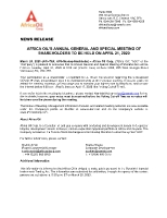 Africa Oil's Annual General and Special Meeting of Shareholders to Be Held on April 21, 2020 (CNW Group/Africa Oil Corp.)