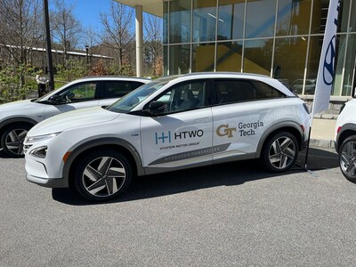 Hyundai NEXO hydrogen-powered fuel cell SUV is photographed at an MOU-signing commemorative event held by Hyundai Motor Company and Georgia Tech to further collaborate on hydrogen mobility development in Atlanta, GA.