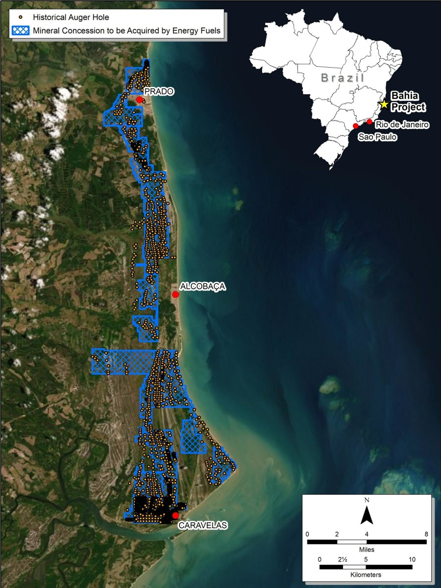 Energy Fuels' Bahia Heavy Mineral Sand & Rare Earth Project in Brazil (CNW Group/Energy Fuels Inc.)