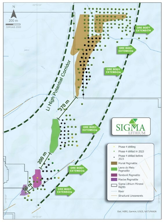 Figure 1: Phase 4 Deposit Drilling Shows Dense Pegmatite Proximity