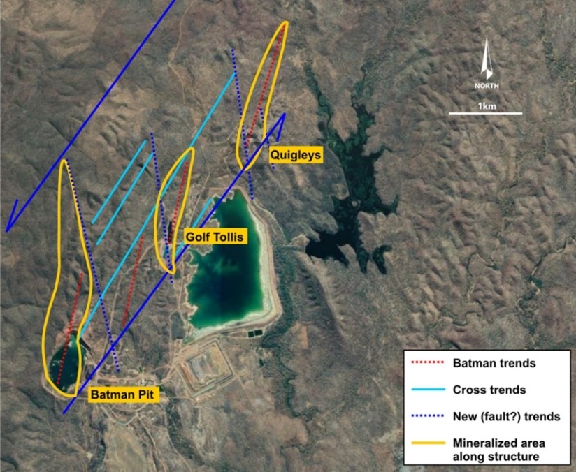 Figure 1 – Relationship of known structural trends relative to existing mineral deposits and exploration targets. (Graphic: Business Wire)