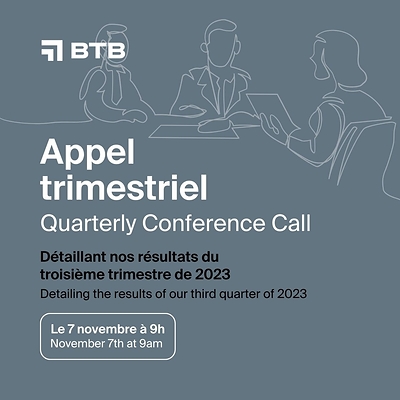 Details Conference Call Q3 2023 (CNW Group/BTB Real Estate Investment Trust)