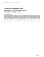CT REIT 2021 Q4 and Year End MD&A and Financial Statements (CNW Group/CT Real Estate Investment Trust (CT REIT))