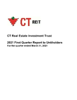 CT REIT Announces Strong First Quarter 2021 Results (CNW Group/CT Real Estate Investment Trust (CT REIT))