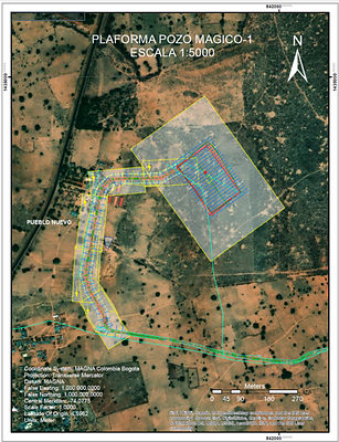 Figure 1: Road and pad design for Magico-1X (CNW Group/NG Energy International Corp.)