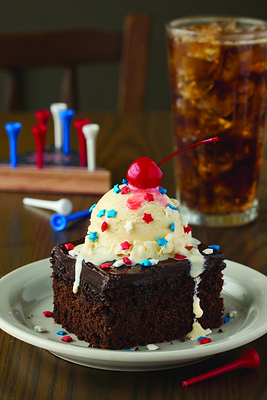 Cracker Barrel All American Coke Cake – A patriotic upgrade to a fan favorite featuring Cracker Barrel’s famed, warm double chocolate fudge Coca-Cola® cake and vanilla ice cream, topped with red, white and blue sprinkles and a cherry.