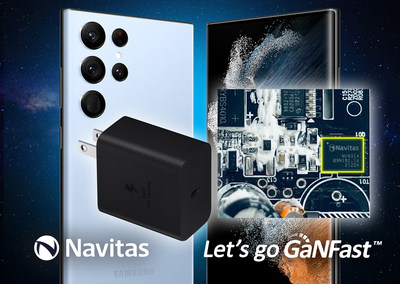 Navitas Semiconductor (Nasdaq: NVTS), the industry-leader in gallium nitride (GaN) power integrated circuits has announced that its GaNFast technology has been selected for Samsung’s flagship Galaxy S22 Ultra and S22+ smartphones. The small, powerful 45W Super Fast charger has the highest power density of any Samsung charger, enabled by GaNFast power ICs.
