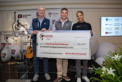 Pictured: President of the Arkansas Champions Trust Freddie Black, Simmons Bank Championship Tournament Director Michael Cataldo, and First Tee of Central Arkansas Executive Director Monica Blake