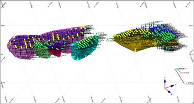 Figure 5: Density of executed drilling at NDC - Murial, demonstrating potential interconnectivity of 3.2 km strike and flanking pegmatites.