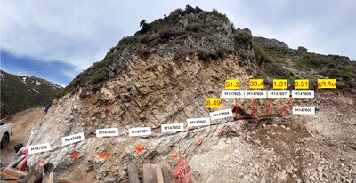 Figure 1 – New twin saw-cut channel location and results at Providencia (CNW Group/Pan Global Resources Inc.)