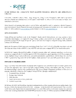 SURGE ENERGY INC. ANNOUNCES FIRST QUARTER FINANCIAL RESULTS AND OPERATIONAL UPDATES (CNW Group/Surge Energy Inc.)