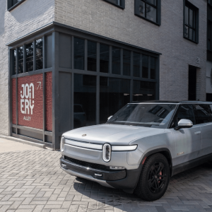 Rivian R1S electric vehicle available for car sharing at Joinery in Charlotte's Optimist Park