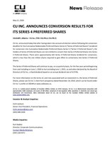 CU INC. ANNOUNCES CONVERSION RESULTS FOR ITS SERIES 4 PREFERRED SHARES (CNW Group/CU Inc.)
