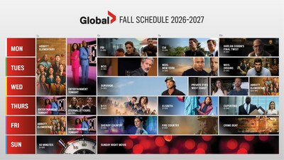 Global TV Fall 2026 Schedule Grid (CNW Group/Corus Entertainment Inc.)