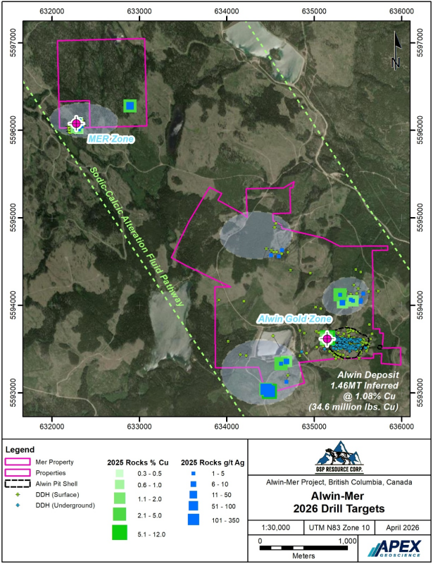 Figure 1: Mer and Alwin Mine Claims – Highland Valley Copper Camp