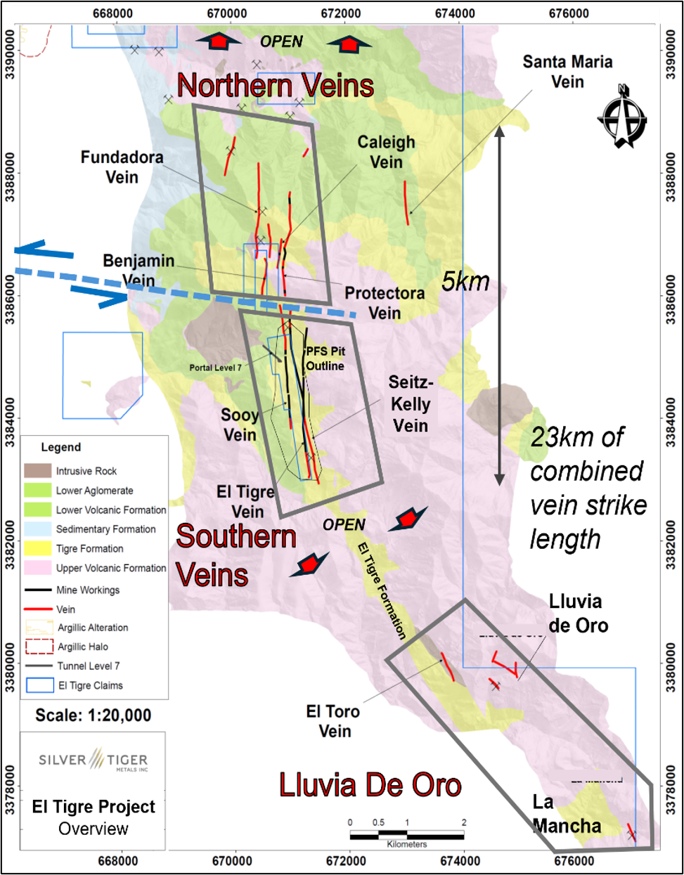 Figure 4 : Plan View - El Tigre Exploration Prospects Overview