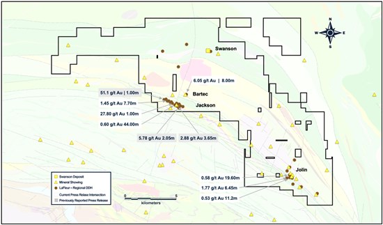 Figure 1: Regional Drill Holes with Significant Assay Results