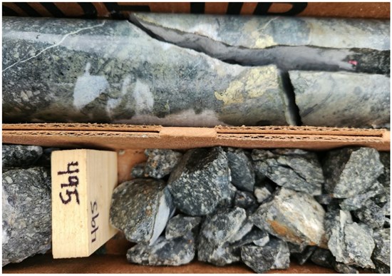 Figure 1: Photo of altered, pyrite-bearing diorite at 151 meters in EC-10.