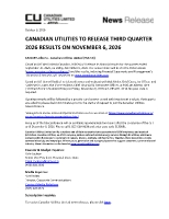 CANADIAN UTILITIES TO RELEASE THIRD QUARTER 2026 RESULTS