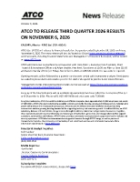 ATCO TO RELEASE THIRD QUARTER 2026 RESULTS