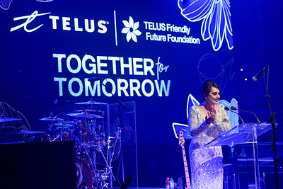TELUS Friendly Future Foundation Chair, Juggy Sihota, addresses guests at the TELUS Friendly Future Foundation's Together for Tomorrow Gala. (Photo courtesy of George Pimentel Photography) (CNW Group/TELUS Communications Inc.)