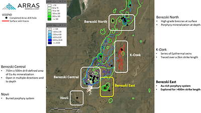 Figure 1. Berezski Trend showing principal targets (CNW Group/Arras Minerals Corp.)