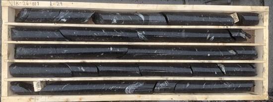 Figure 3: VIK-26-001 Alum Shale in Core Box B-29