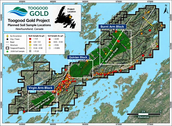 Figure 2: 2026 Soil Sampling Program showing existing and planned soil coverage.