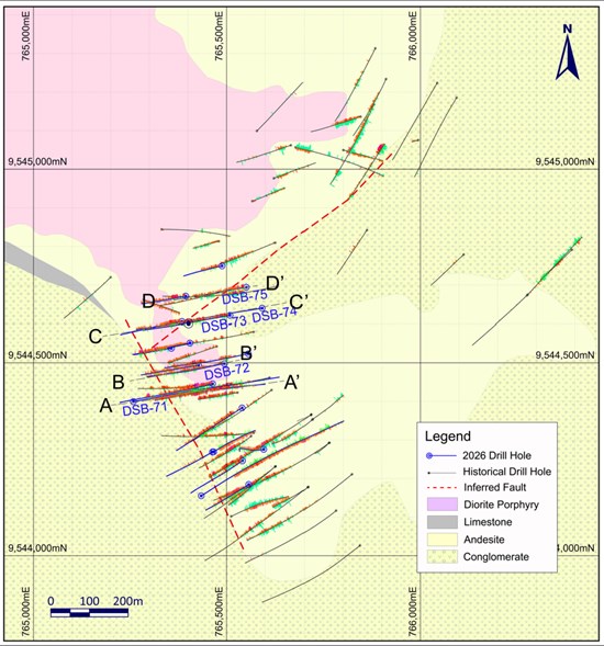 Figure 1: Plan view of drillholes