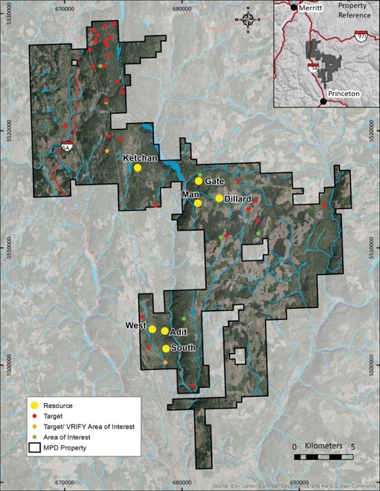 Figure 1: MPD Project - Location Map and Mineral Deposits