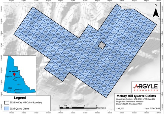 Figure 1: Location of 212 contiguous claims on the McKay Hill Property