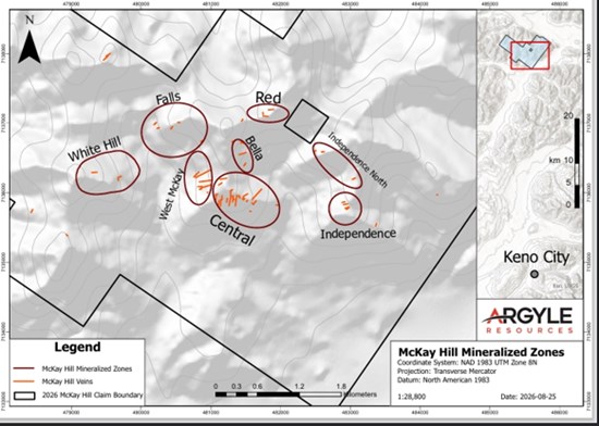 Figure 2: McKay Hill Mineralized Zones Map